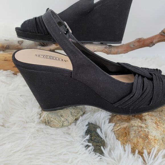 Seychelles Martini black fabric wedge slingback - Picture 5 of 6